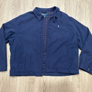 VTG Polo Ralph Lauren Harrington Bomber Jacket Mens XXL 2XL Navy Blue Lined